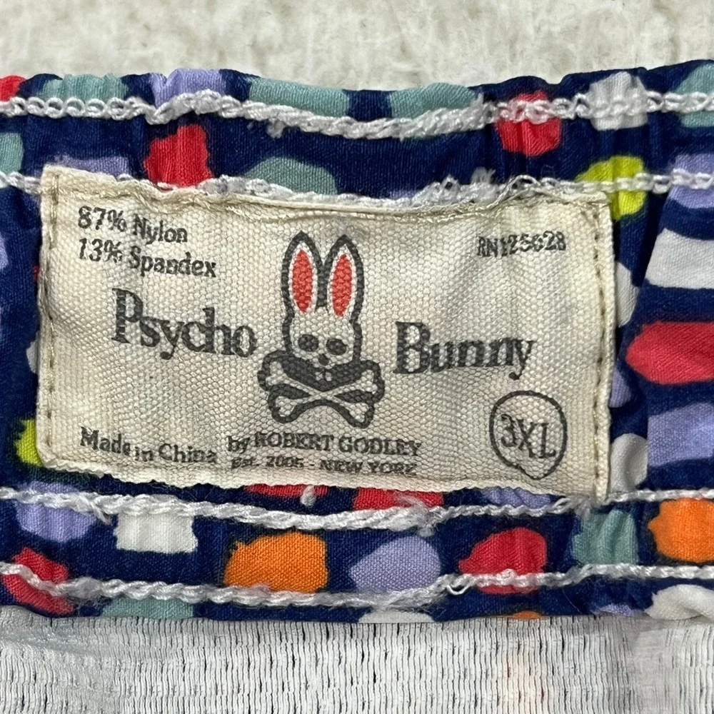 Psycho Bunny Swim Trunks Mens 3XL Blue Multi Dot B9W180D1NS Board Shorts Logo
